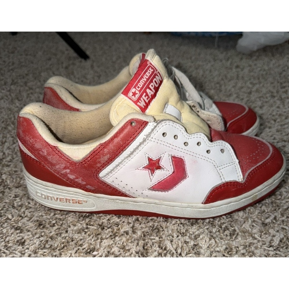 Vintage Converse Weapon Low Top Bulls White Red Sneakers Size 8 Y2K RARE